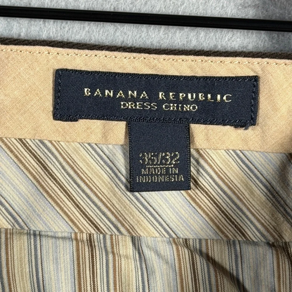 Banana Republic Mens Dress Chino Pants 35x32 Brown Straight Leg Cotton 395280